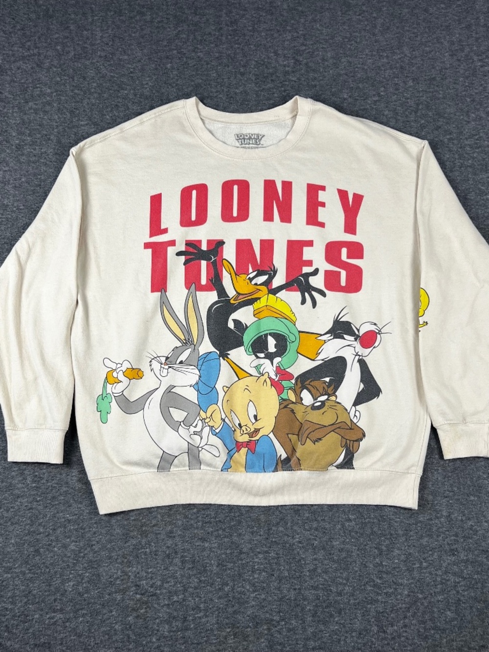Looney Tunes Caricature Pullover Sweater Women's XXL Bugs Bunny Tweety Bird Taz